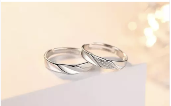 Rainbow Special Silver Plated King and Queen Adjustable (Free Size) Couples Ring Cubic Zirconia Valentine Gifts Love Stylish Combo Couple Ring Heart lover combo finger rings for Couples Girls Silver-plated Ring Set - Image 3